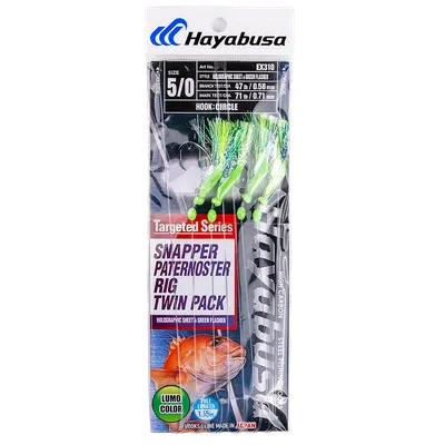 Hayabusa - Snapper Paternoster Rig: Holographic Sheet & Green Flasher (Twin Pack)